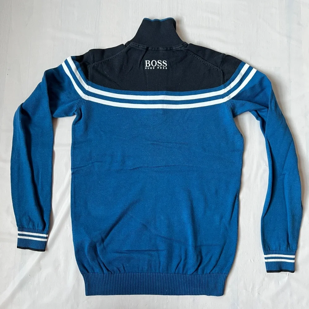 Hugo Boss Quarter Zip cotton Sweater BMW Masters 2012 Blue Black Size S unisex